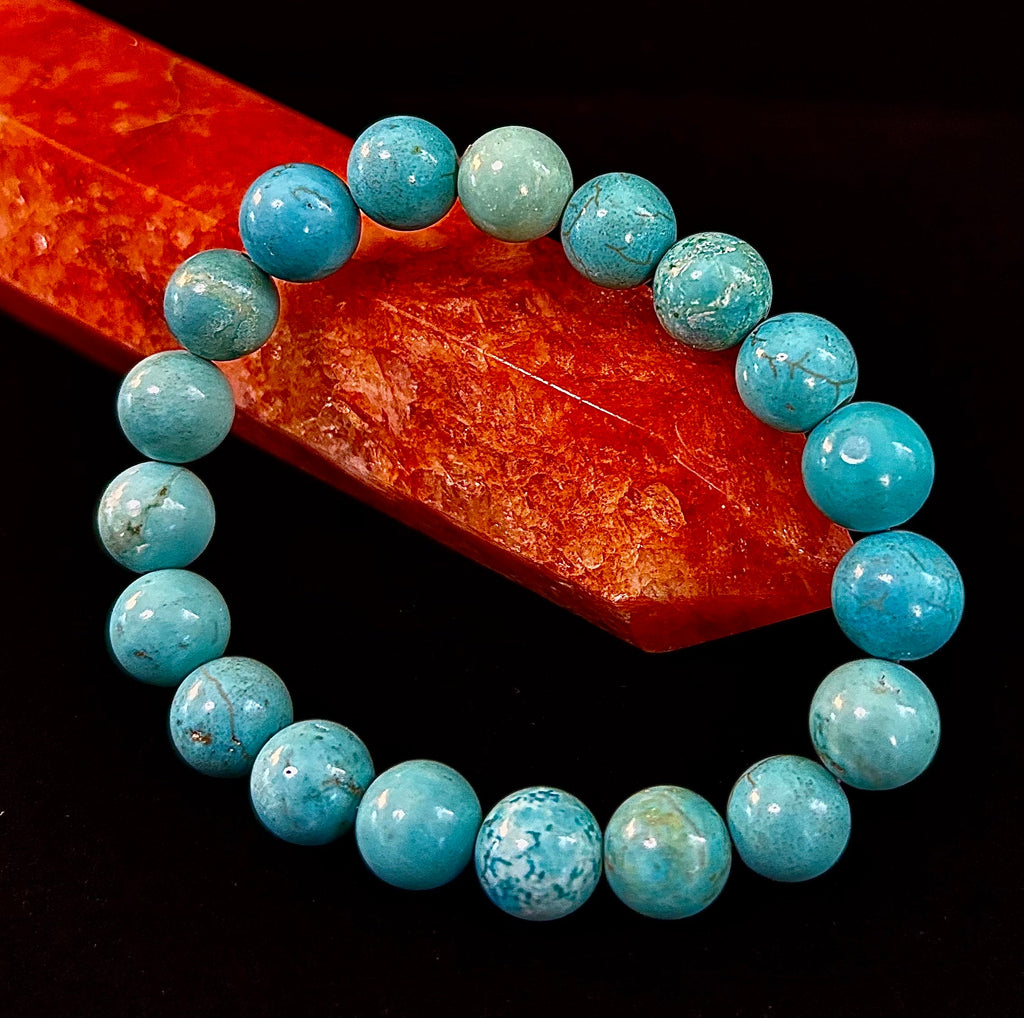 Reiki-Infused Natural Turquoise Howlite Bracelet for Calm Communication, Stress Relief & Inner Harmony (8mm & 10mm)