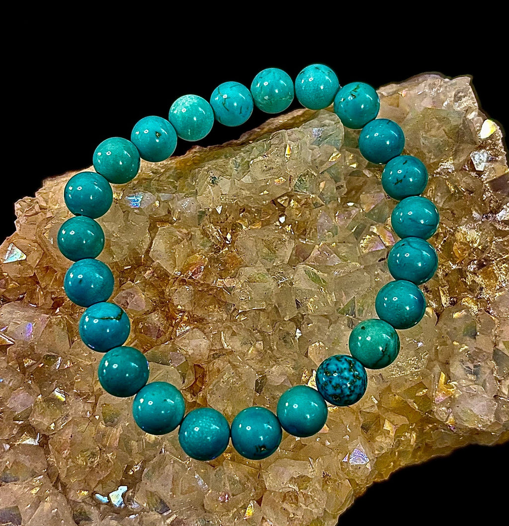 Reiki-Infused Natural Turquoise Howlite Bracelet for Calm Communication, Stress Relief & Inner Harmony (8mm & 10mm)