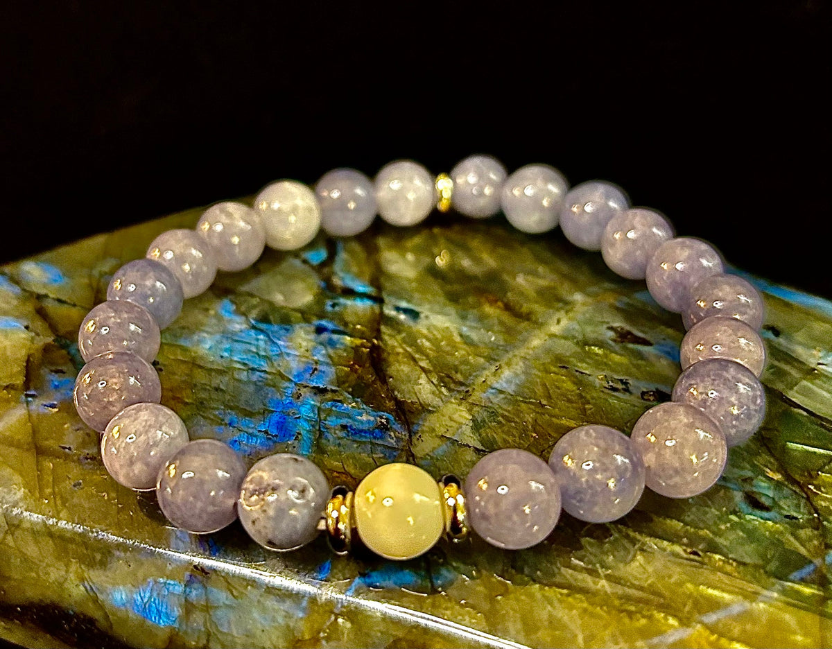 Angelic Harmony Bracelet – Angelite & White Porcelain Stone (Reiki-Infused | Medium Wrists)