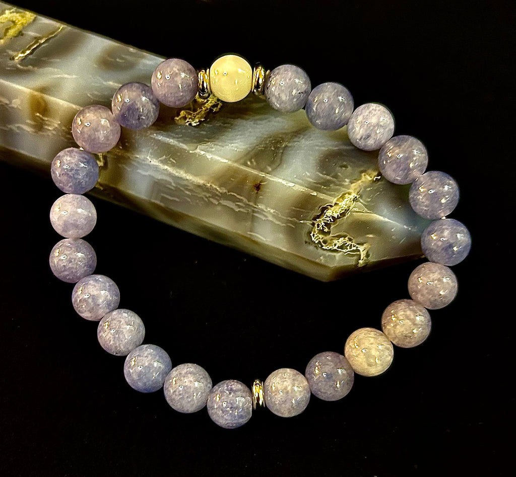 Angelic Harmony Bracelet – Angelite & White Porcelain Stone (Reiki-Infused | Medium Wrists)