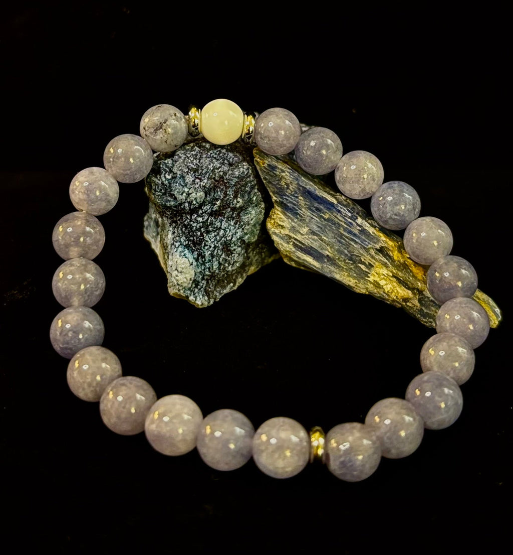 Angelic Harmony Bracelet – Angelite & White Porcelain Stone (Reiki-Infused | Medium Wrists)