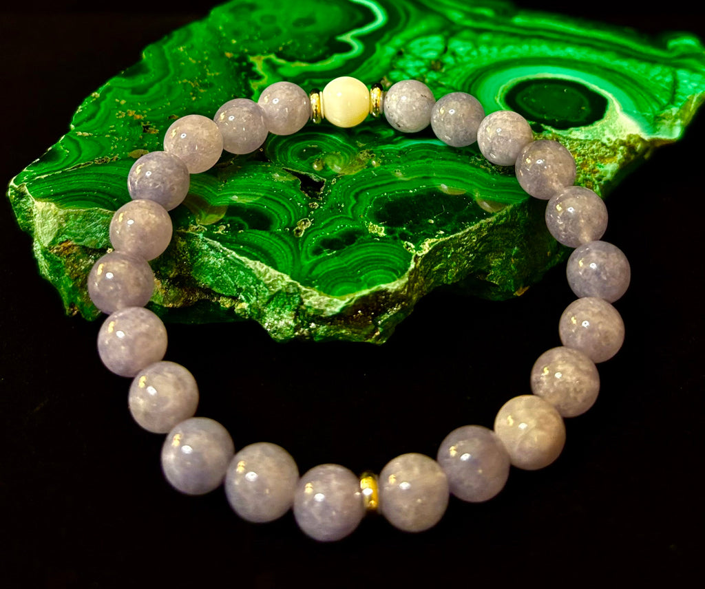 Angelic Harmony Bracelet – Angelite & White Porcelain Stone (Reiki-Infused | Medium Wrists)