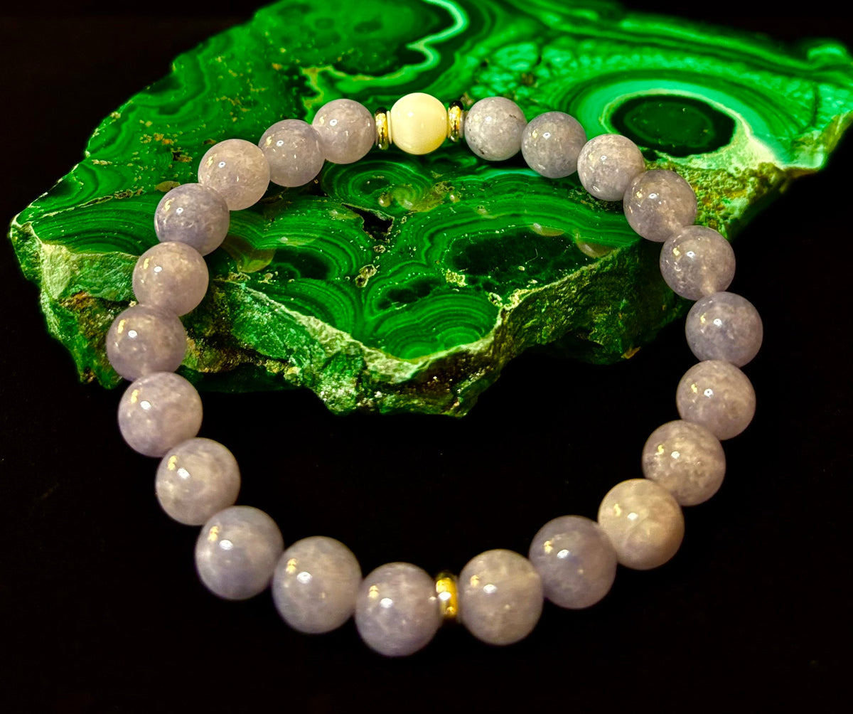 Angelic Harmony Bracelet – Angelite & White Porcelain Stone (Reiki-Infused | Medium Wrists)