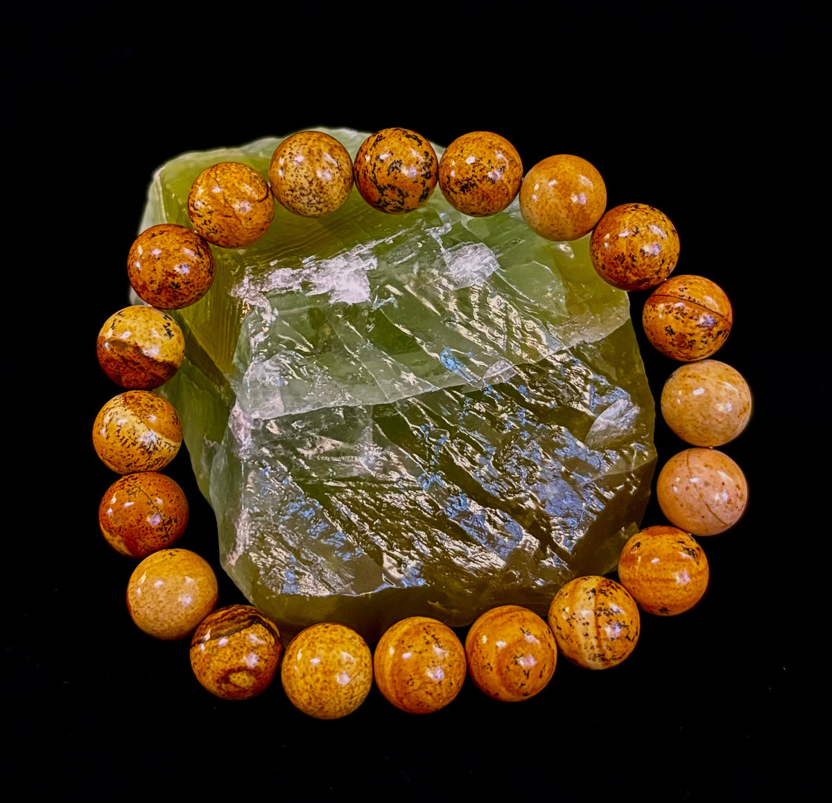 Earth Journey Picture Jasper Bracelet – Reiki-Infused 10mm (Medium–Large Wrists)