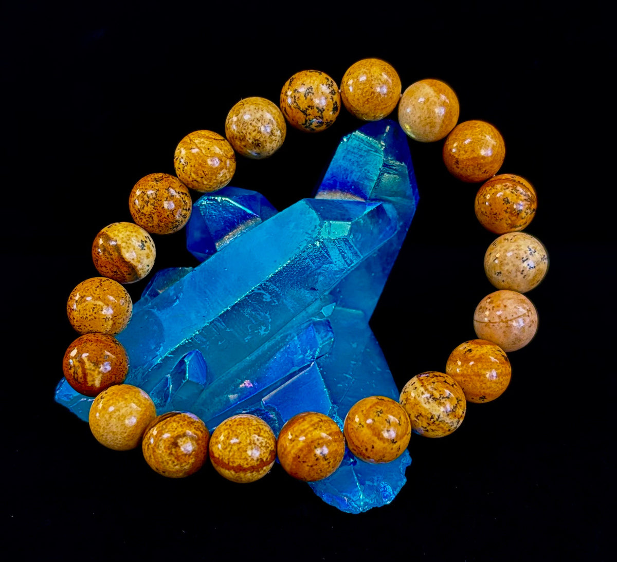 Earth Journey Picture Jasper Bracelet – Reiki-Infused 10mm (Medium–Large Wrists)