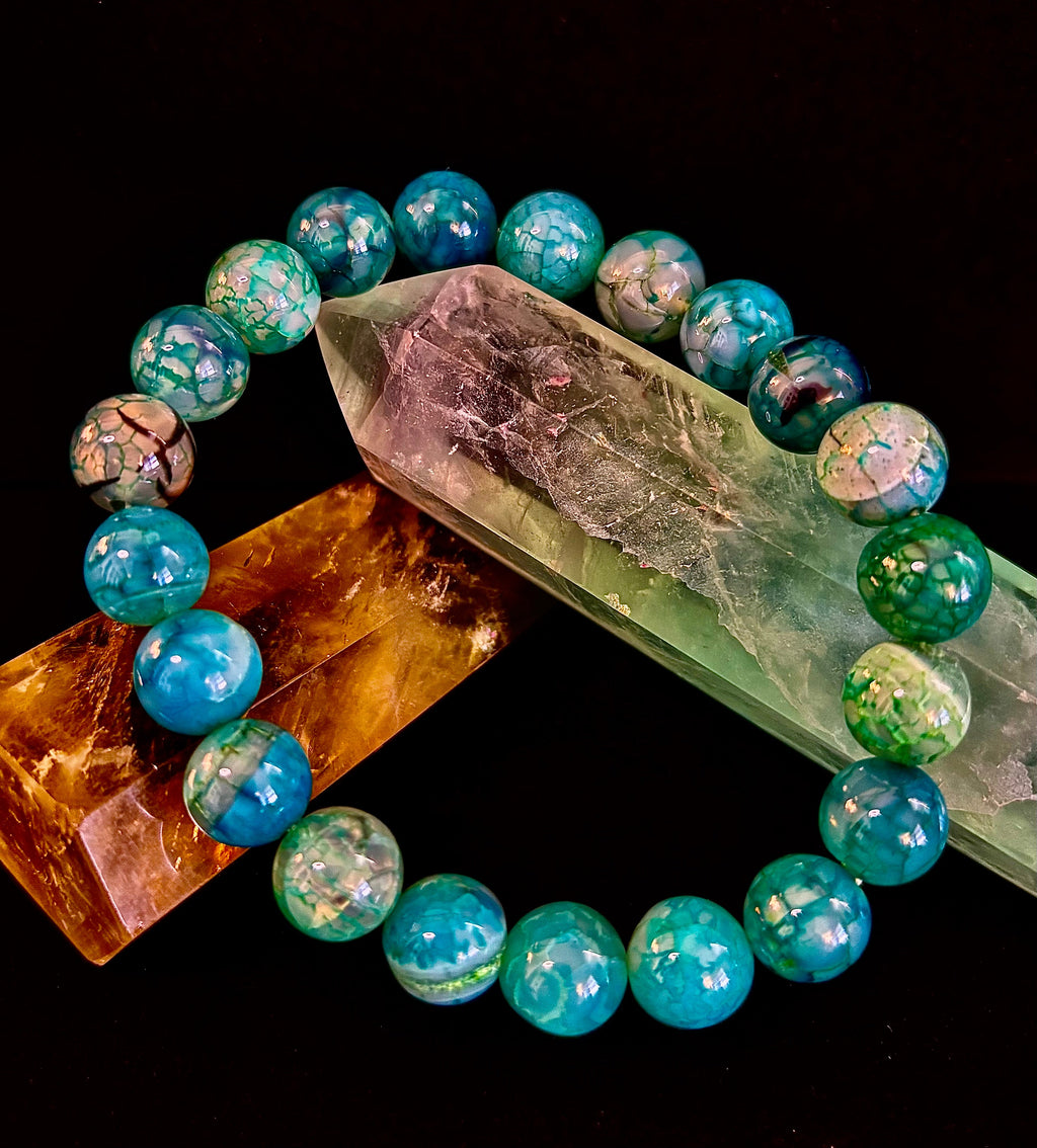 Green Dragon Vein Agate Beaded Bracelet – Natural Stone Jewelry (8mm/10mm)