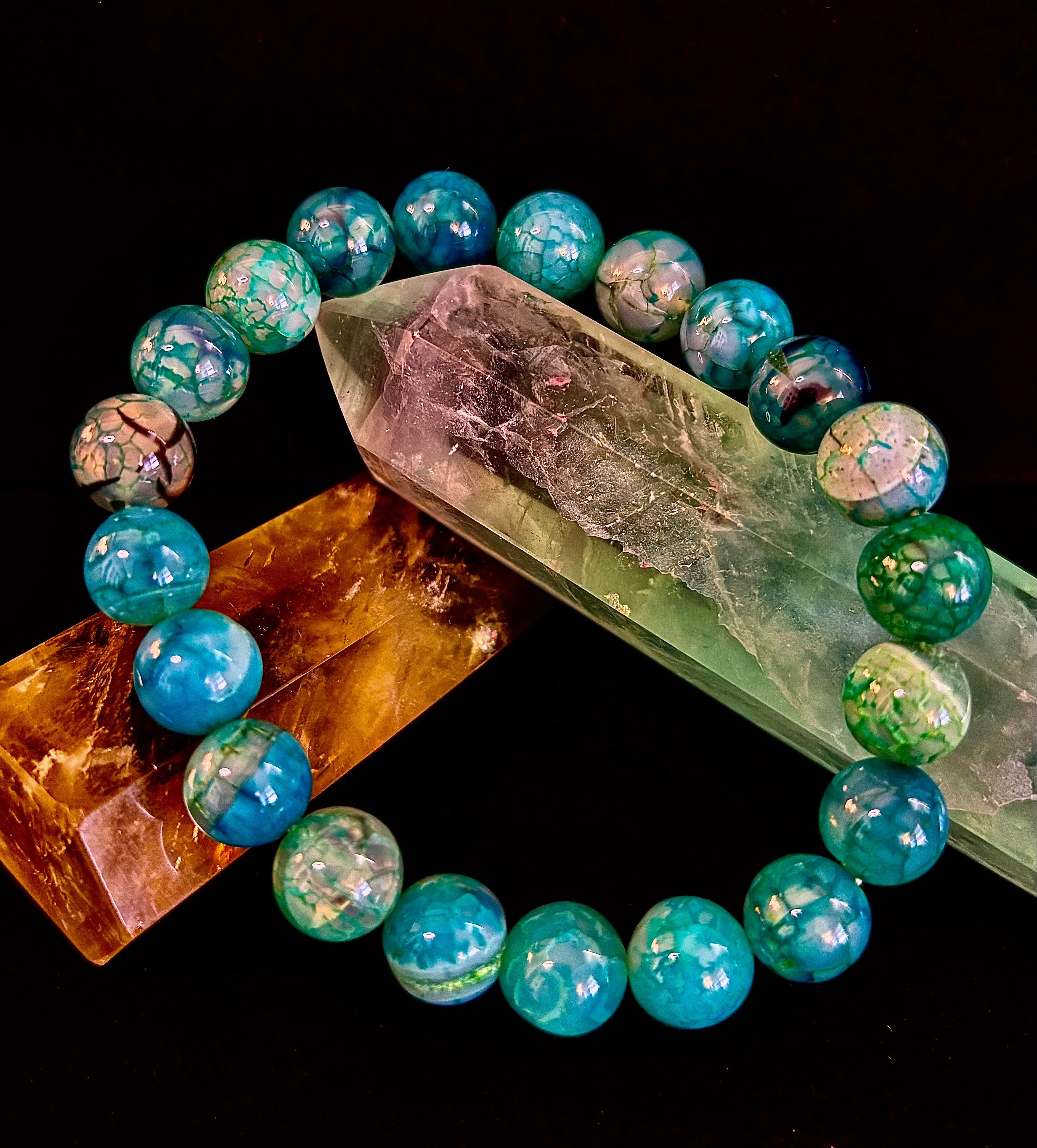 Green Dragon Vein Agate Beaded Bracelet – Natural Stone Jewelry (8mm/10mm)