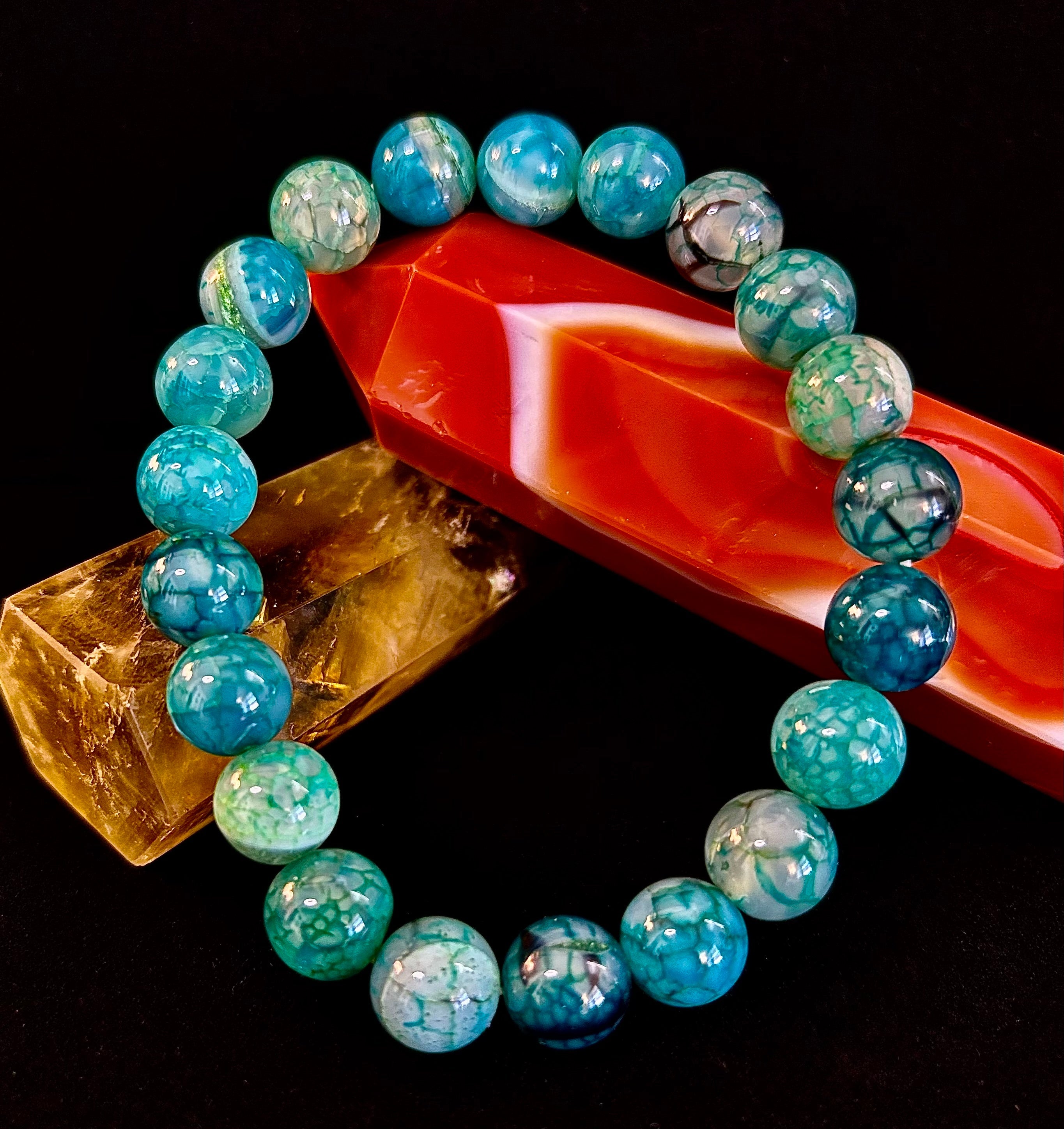 Green Dragon Vein Agate Beaded Bracelet – Natural Stone Jewelry (8mm/10mm)
