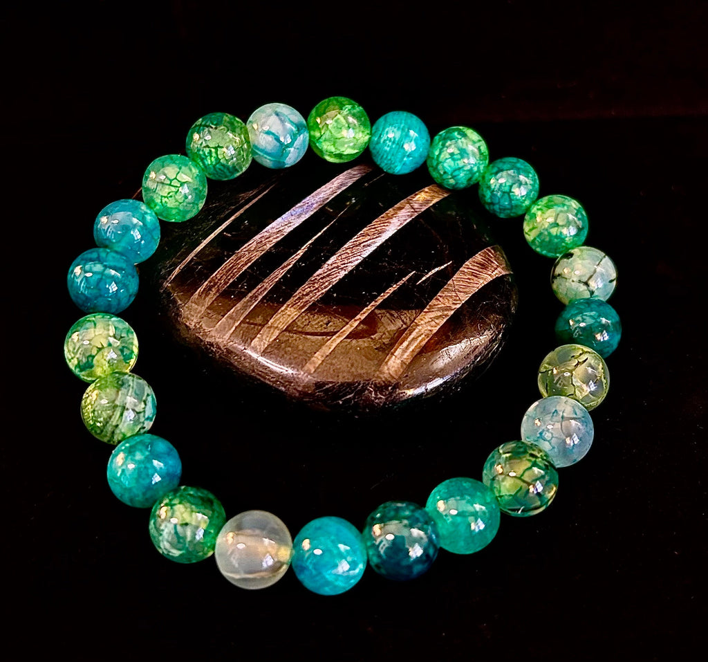 Green Dragon Vein Agate Beaded Bracelet – Natural Stone Jewelry (8mm/10mm)
