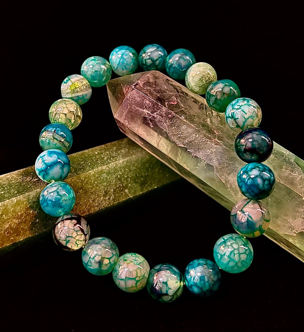 Green Dragon Vein Agate Beaded Bracelet – Natural Stone Jewelry (8mm/10mm)
