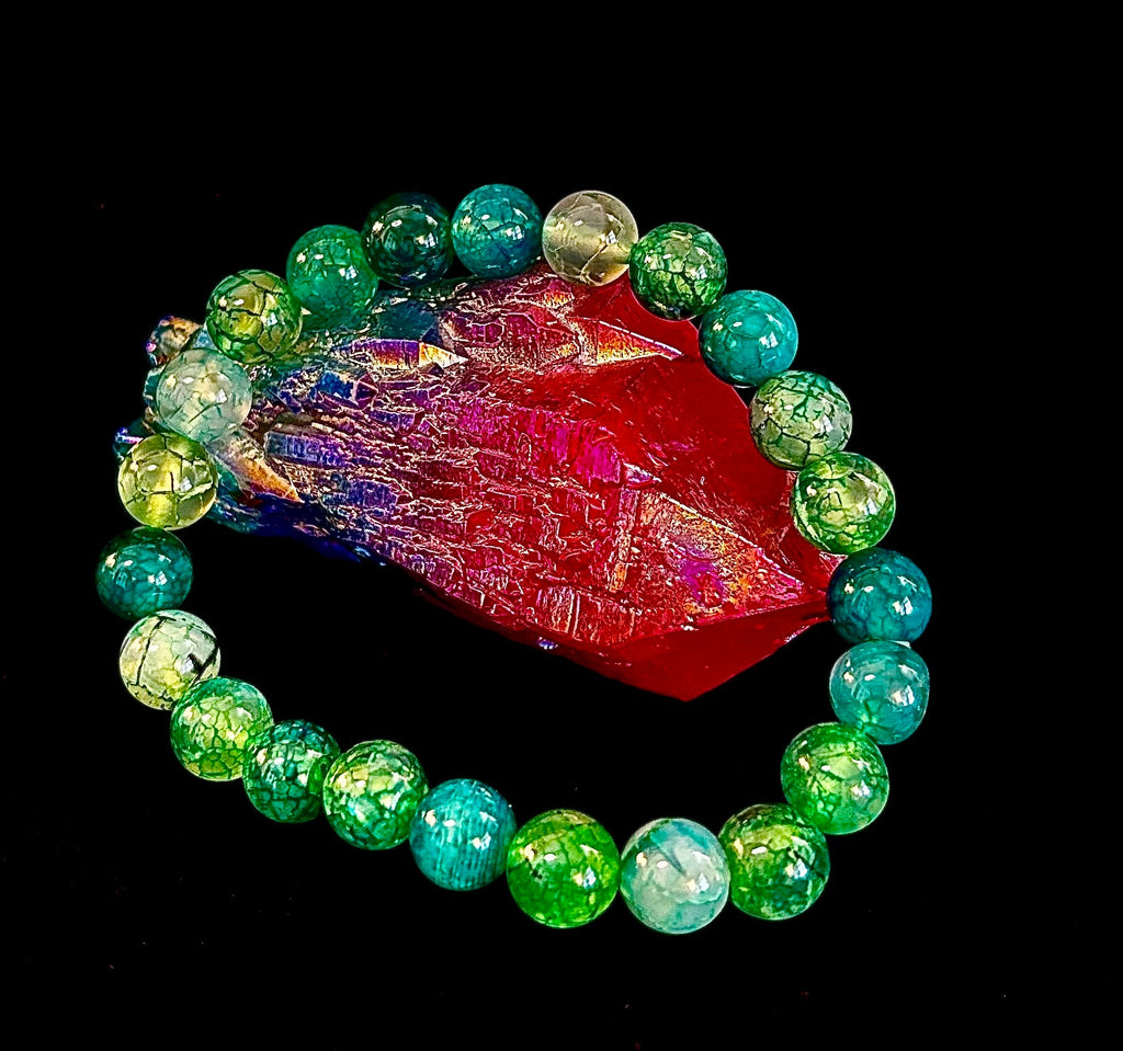Green Dragon Vein Agate Beaded Bracelet – Natural Stone Jewelry (8mm/10mm)