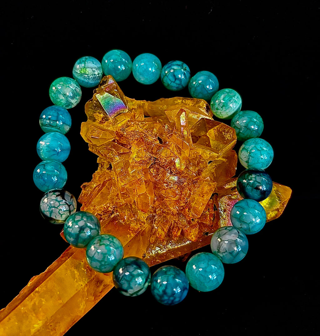 Green Dragon Vein Agate Beaded Bracelet – Natural Stone Jewelry (8mm/10mm)