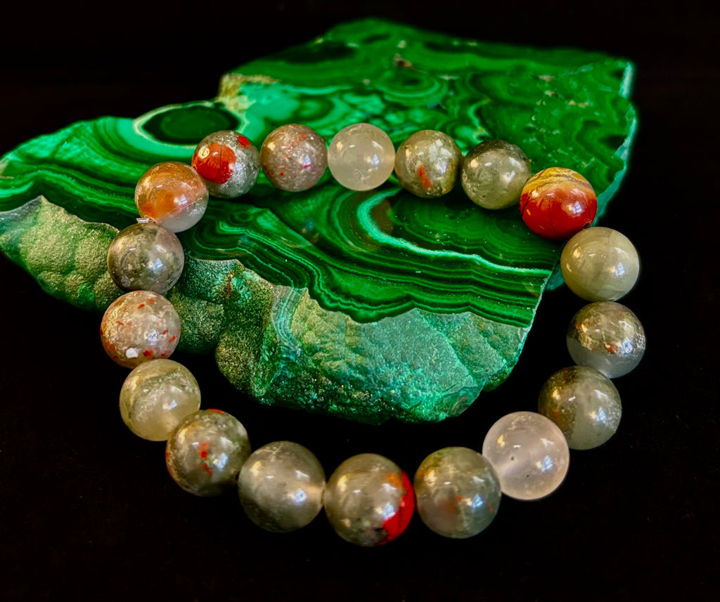 African Bloodstone Bracelet – Courage, Strength & Grounding Beaded Bracelet (8mm or 10mm)
