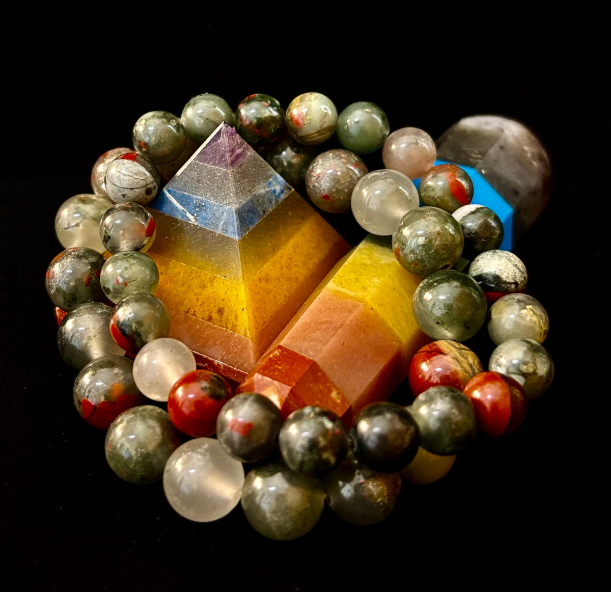 African Bloodstone Bracelet – Courage, Strength & Grounding Beaded Bracelet (8mm or 10mm)