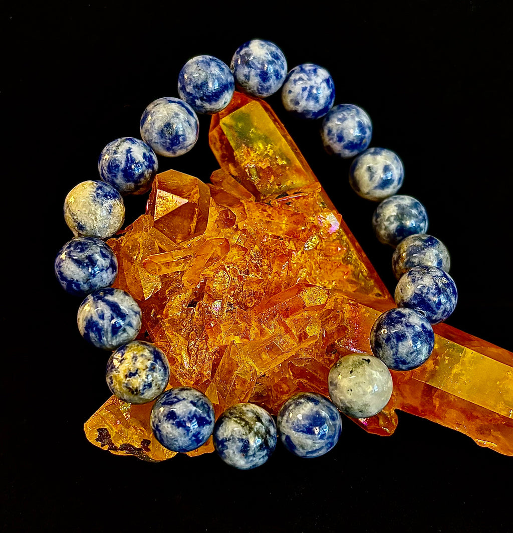 Blue Spot Jasper Beaded Bracelet – Medium Wrists