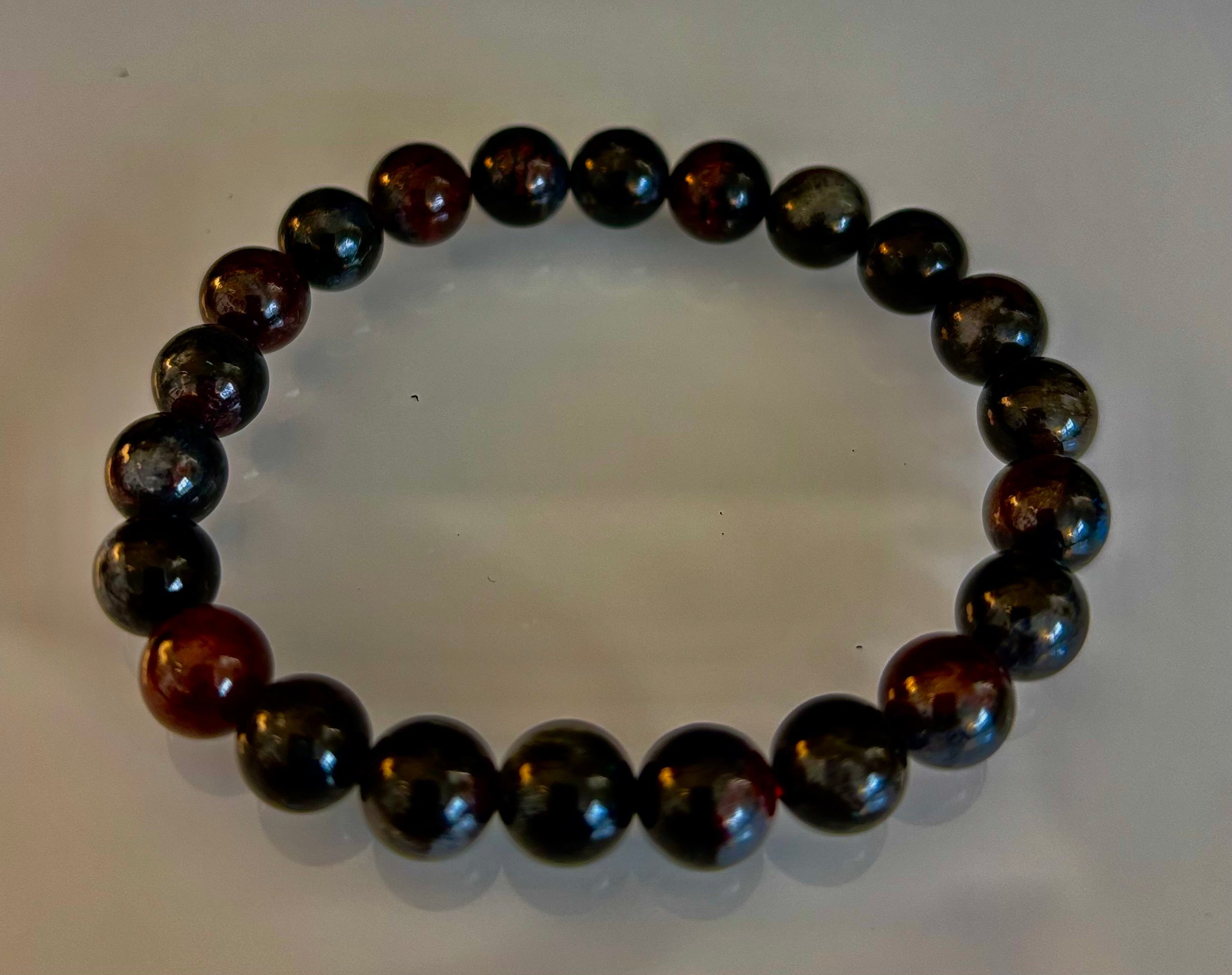Astrophyllite with Garnet Bracelet – Grounded Transformation & Passionate Strength (8mm Beads)