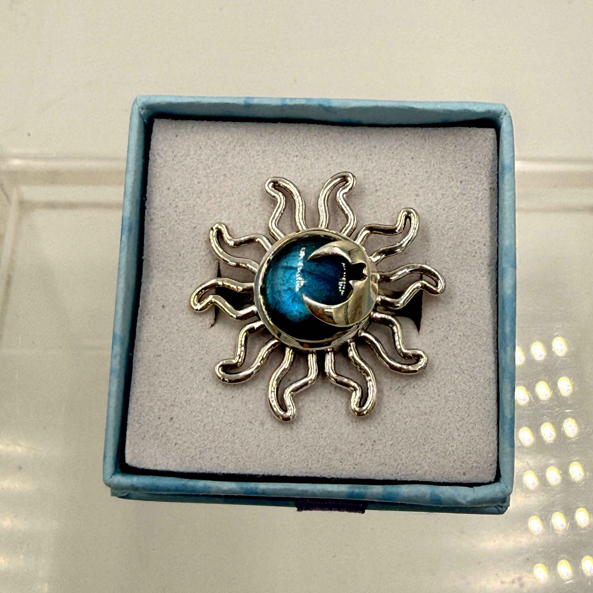 Sterling Silver Sun & Moon Labradorite Ring - Size 6 - Intuitive, Protective & Transformative