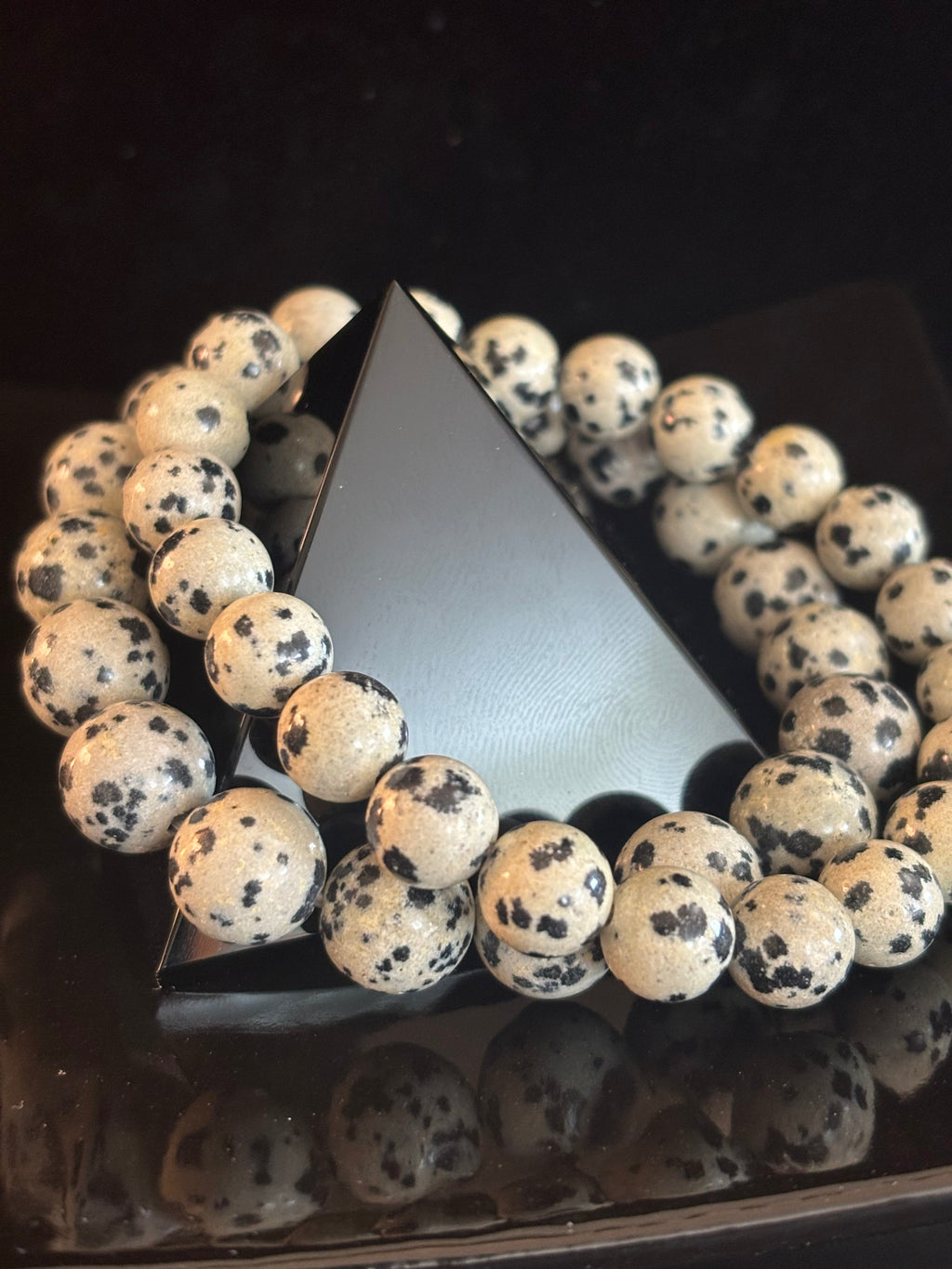Reiki-Infused Natural Dalmatian Jasper Bracelet for Grounding, Inner Child Joy & Overthinking Relief (8mm, 10mm & 12mm)