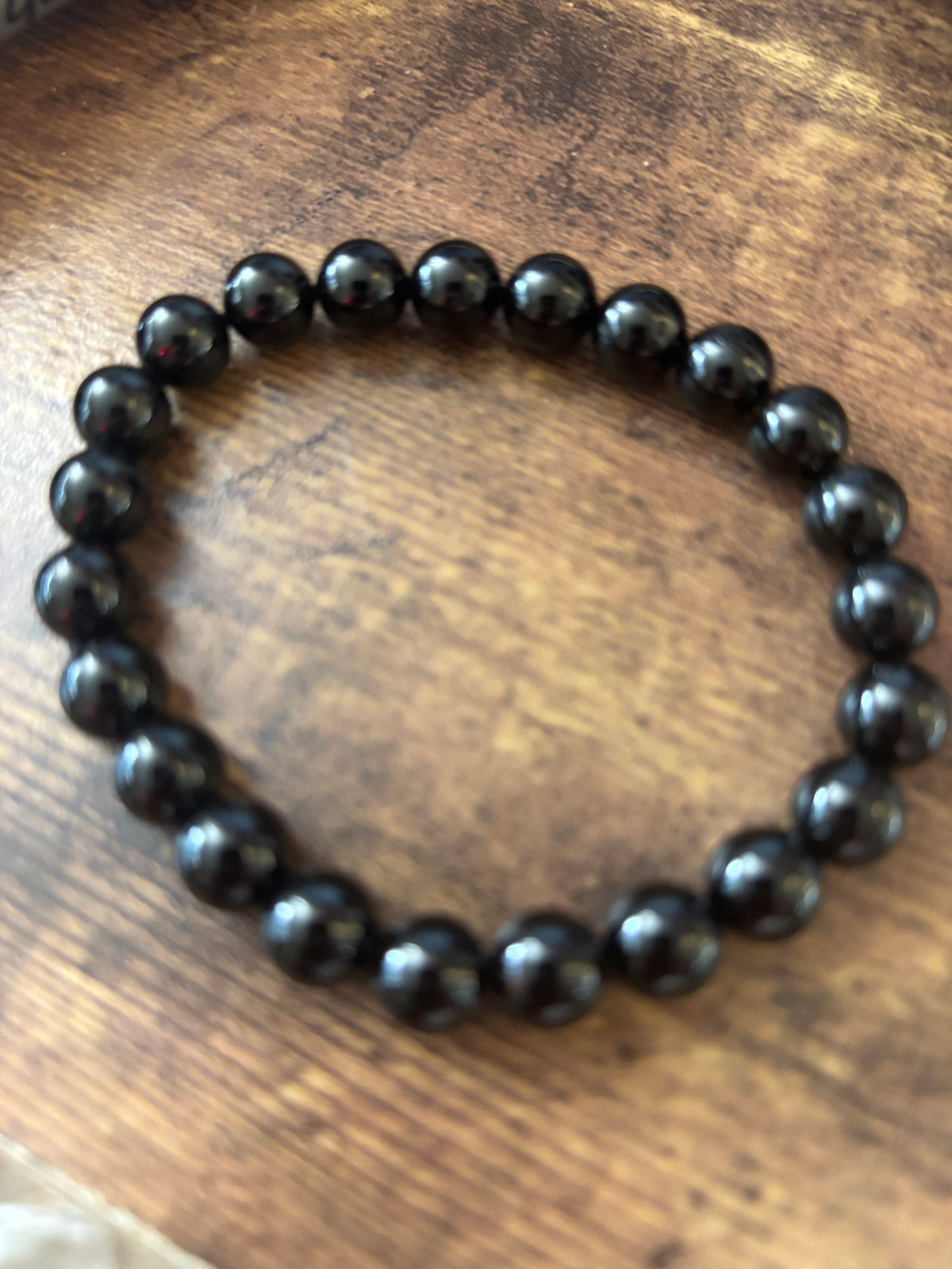 Reiki-Infused Natural Jet Bracelet for Psychic Protection, Grief Support & Lightweight Grounding (8mm)