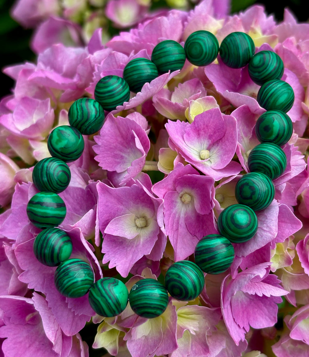 Reiki-Infused Natural Malachite Bracelet for Deep Transformation, Aura Protection & Emotional Healing (8mm & 10mm)