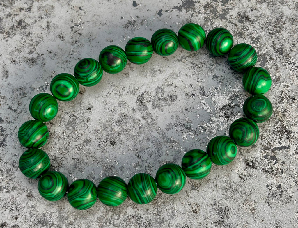 Reiki-Infused Natural Malachite Bracelet for Deep Transformation, Aura Protection & Emotional Healing (8mm & 10mm)