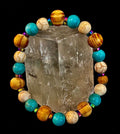 Turquoise and Cream Howlite with Coconut Palm Beads (8"-8.5" Large and XL Wrists)