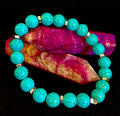 Turquoise Howlite Bracelet with Silver Spacers — Calming Natural Stone Stretch Bracelet (6.75"–7.5" Medium to Large Wrists)