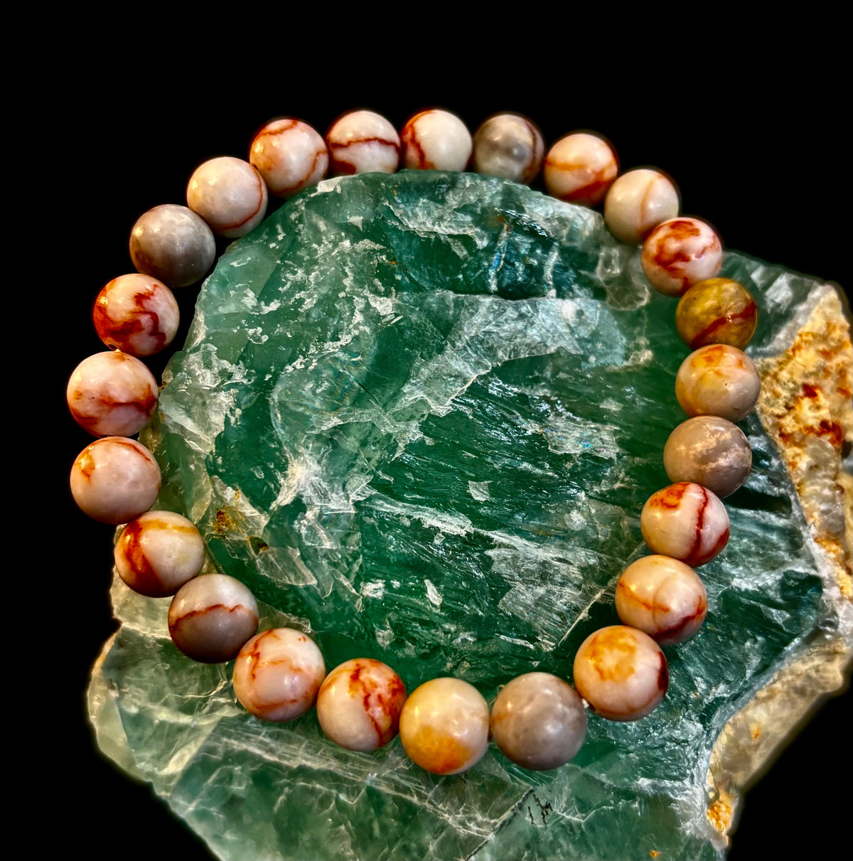 Reiki-Infused Natural Red Vein Jasper Bracelet for Grounding, Endurance & Emotional Stability (8mm)