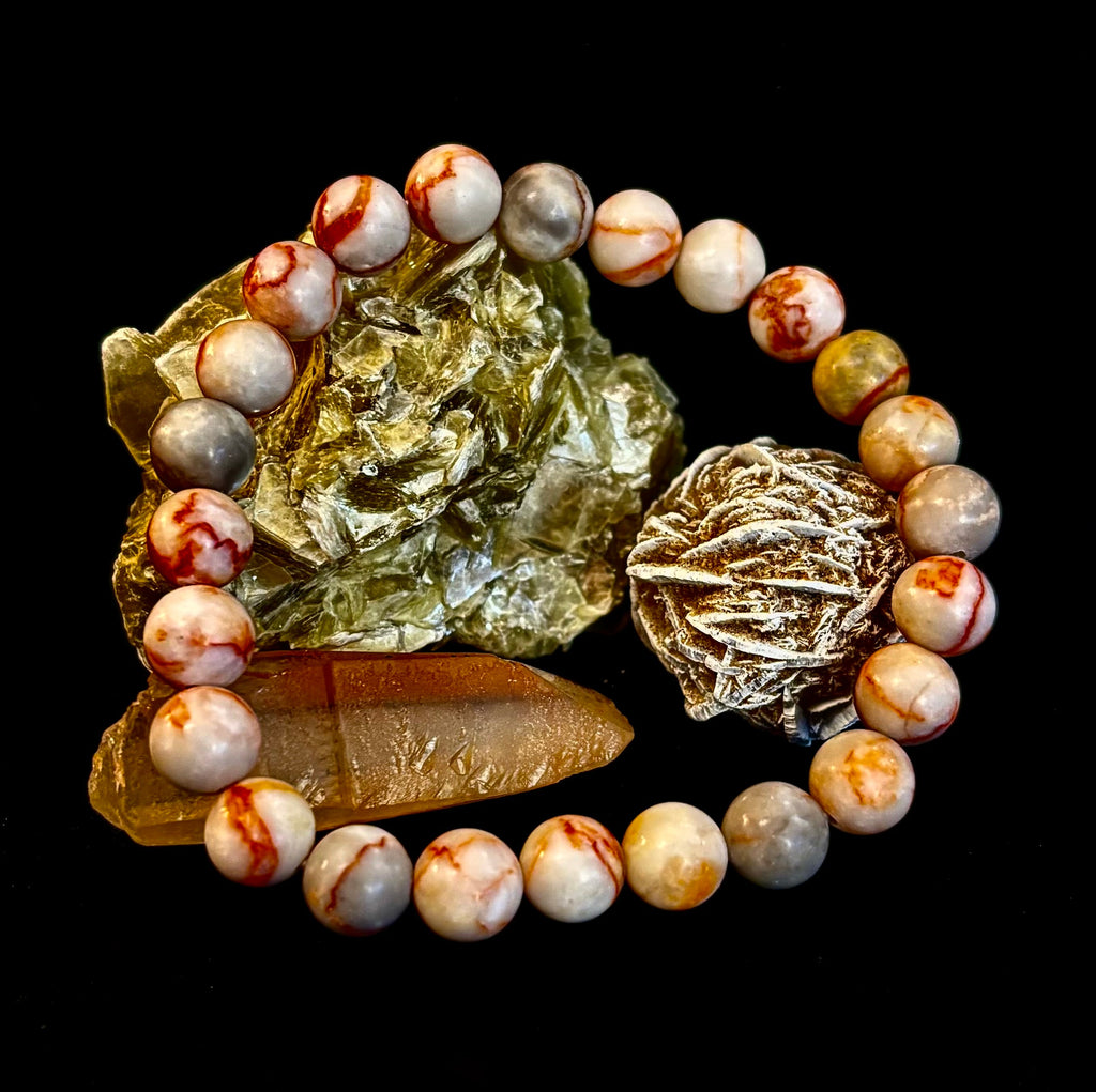 Reiki-Infused Natural Red Vein Jasper Bracelet for Grounding, Endurance & Emotional Stability (8mm)
