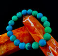 Matte Azurite Energy Bracelet — Genuine 10mm Blue-Green Azurite Stretch Bracelet for Medium to Large Wrists (7.25–8.5")