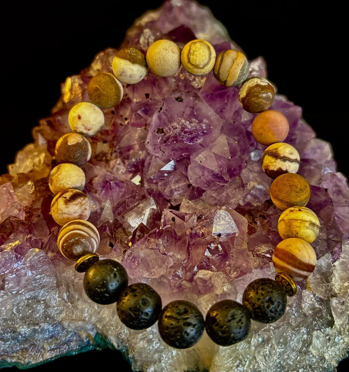 Matte Brown Zebra Jasper Lava Rock Diffuser Bracelet