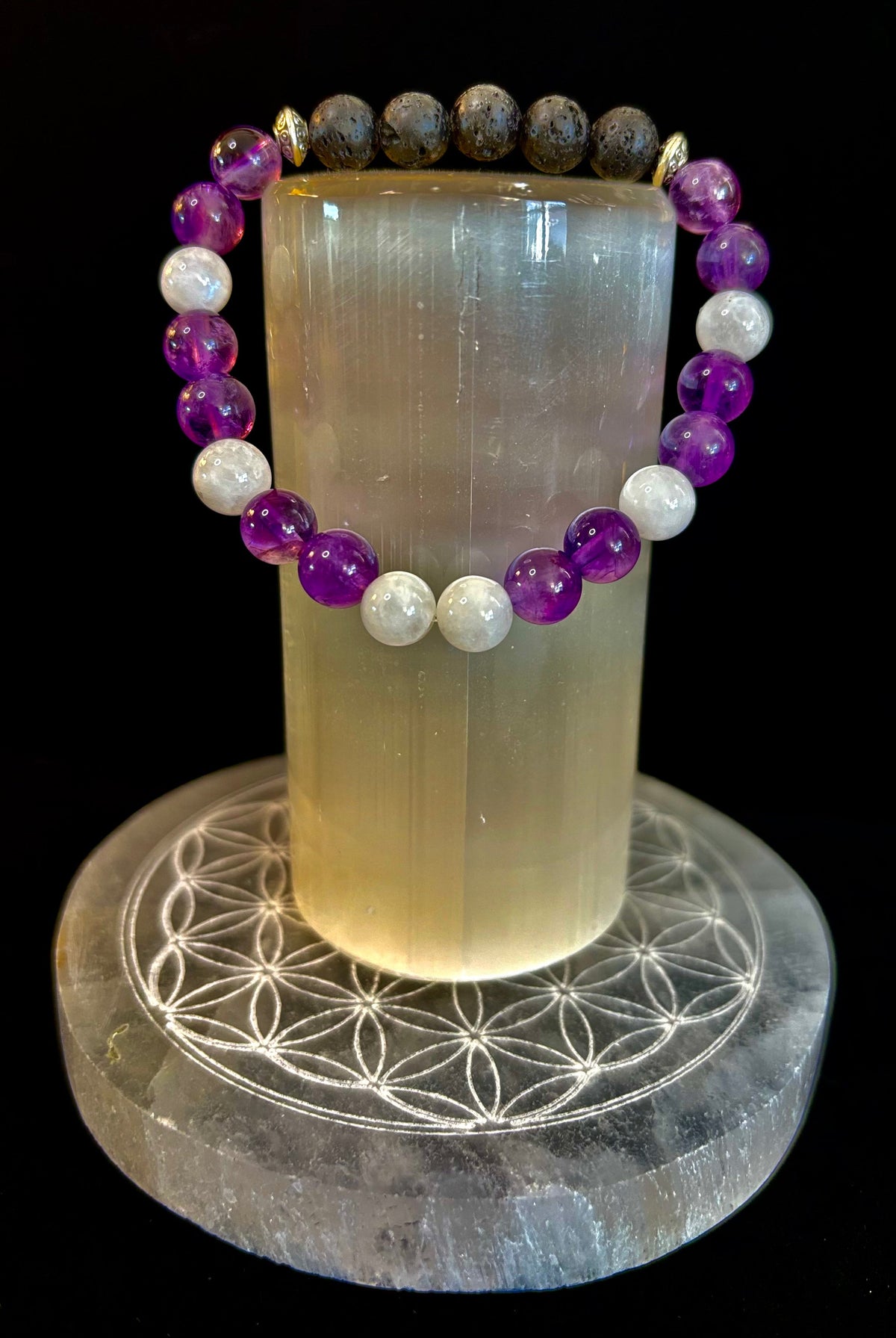 Amethyst and Moonstone Aromatherapy Diffuser Bracelet