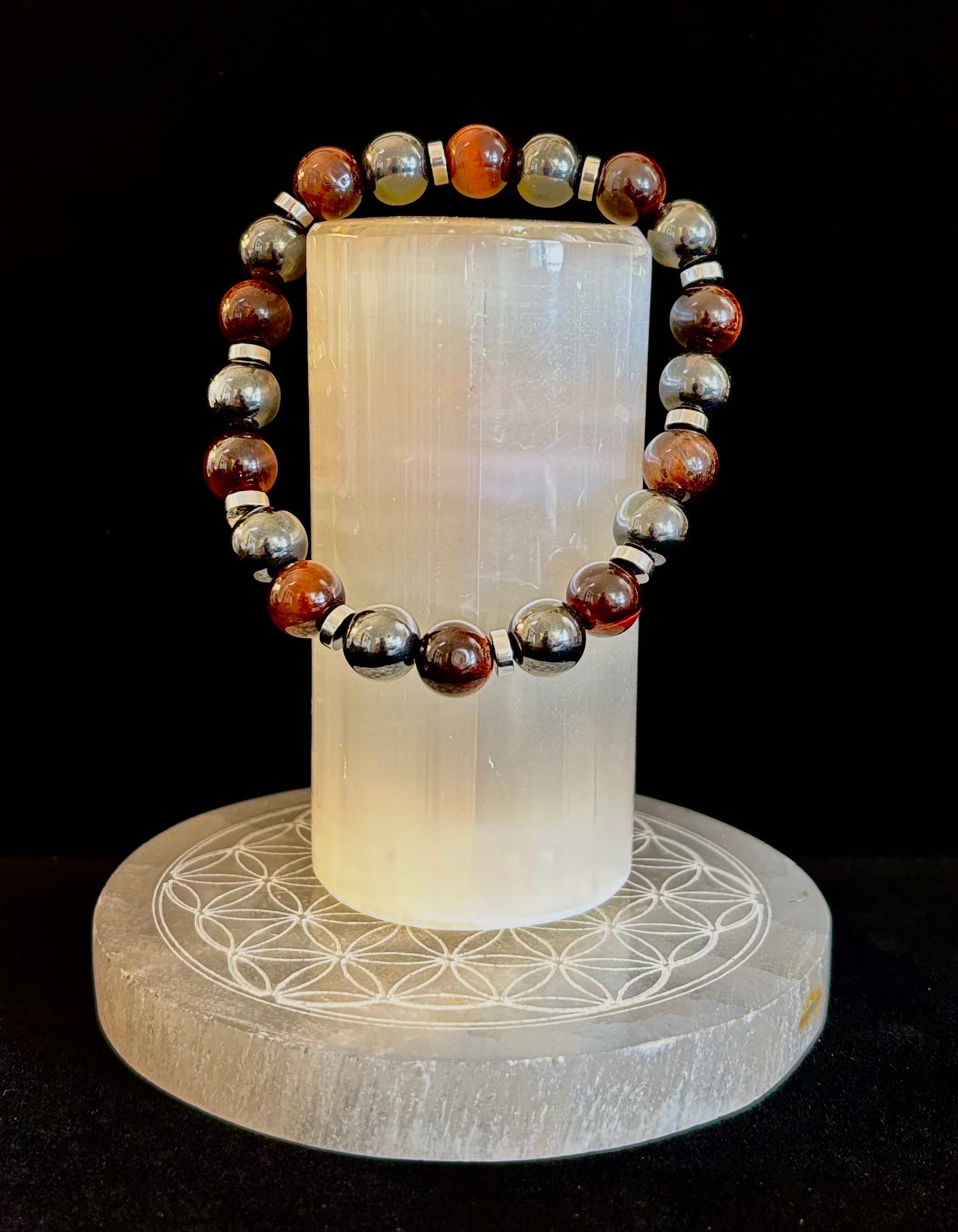 Tiger’s Eye & Hematite Energy Bracelet – Handmade in Puerto Vallarta | Natural Stone Bracelet for Large & XL Wrists