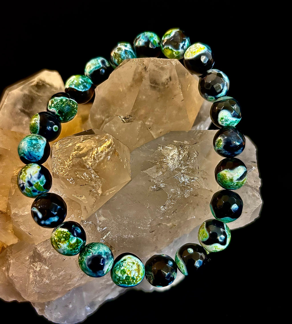 Green Ocean Jasper Energy Bracelet – 10mm Natural Ocean Jasper Bracelet for Grounding & Positive Energy