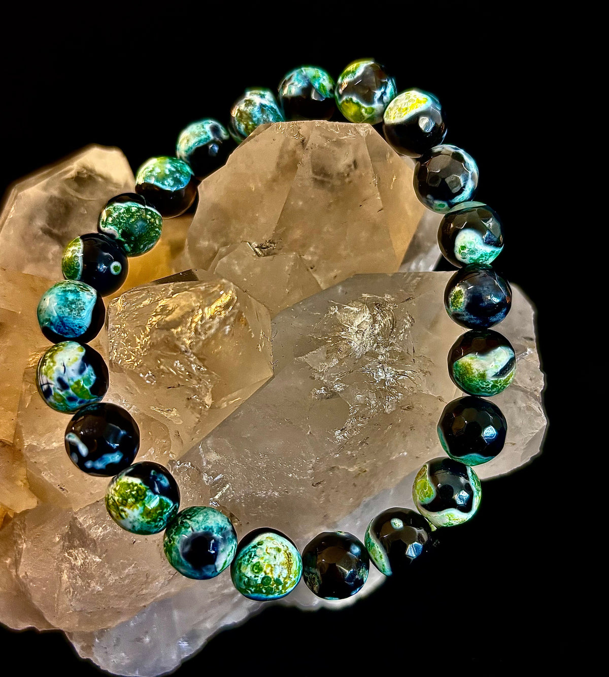 Green Ocean Jasper Energy Bracelet – 10mm Natural Ocean Jasper Bracelet for Grounding & Positive Energy