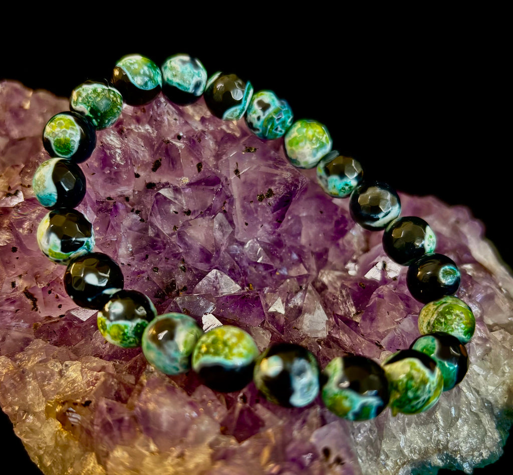 Green Ocean Jasper Energy Bracelet – 10mm Natural Ocean Jasper Bracelet for Grounding & Positive Energy