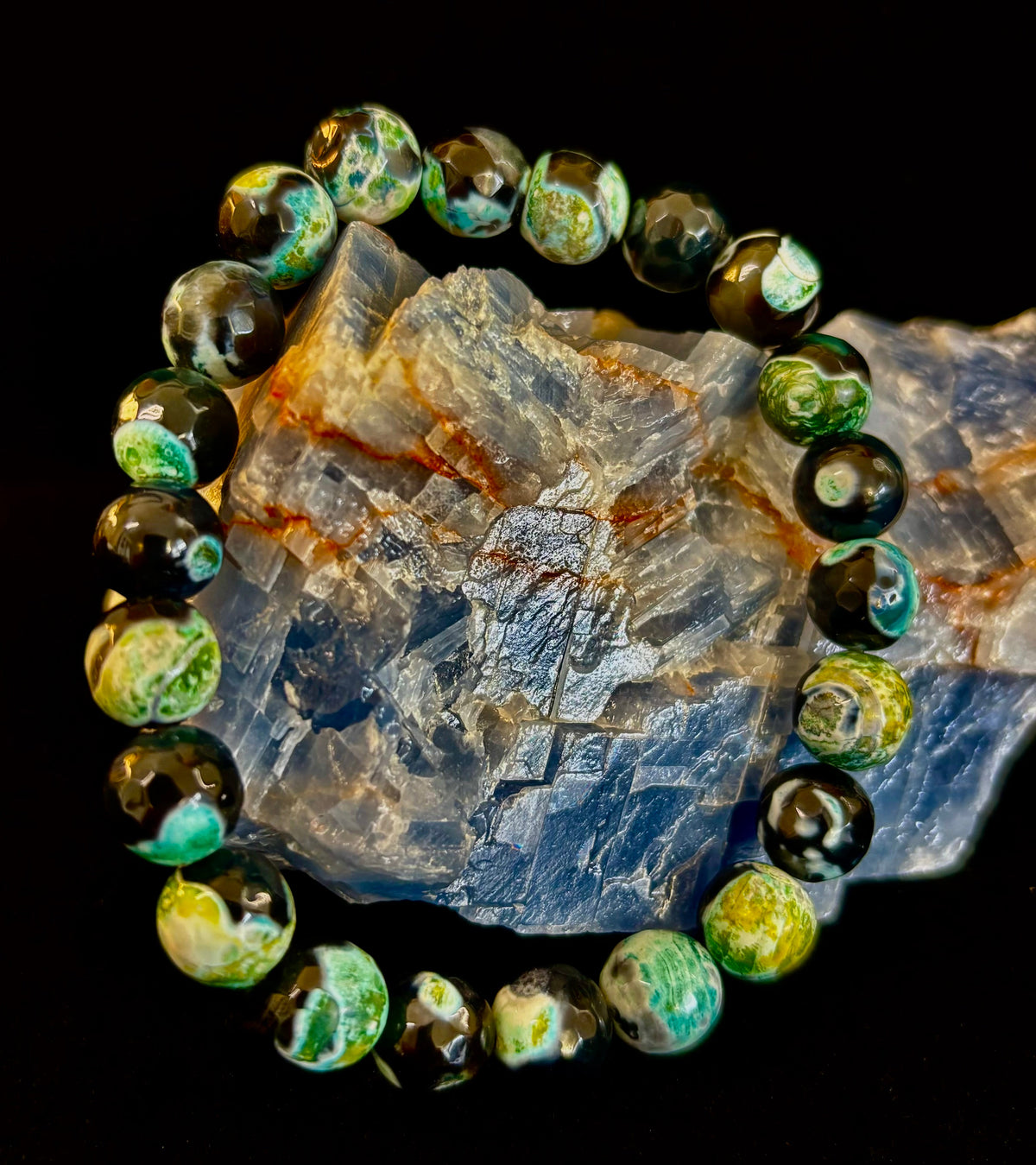 Green Ocean Jasper Energy Bracelet – 10mm Natural Ocean Jasper Bracelet for Grounding & Positive Energy