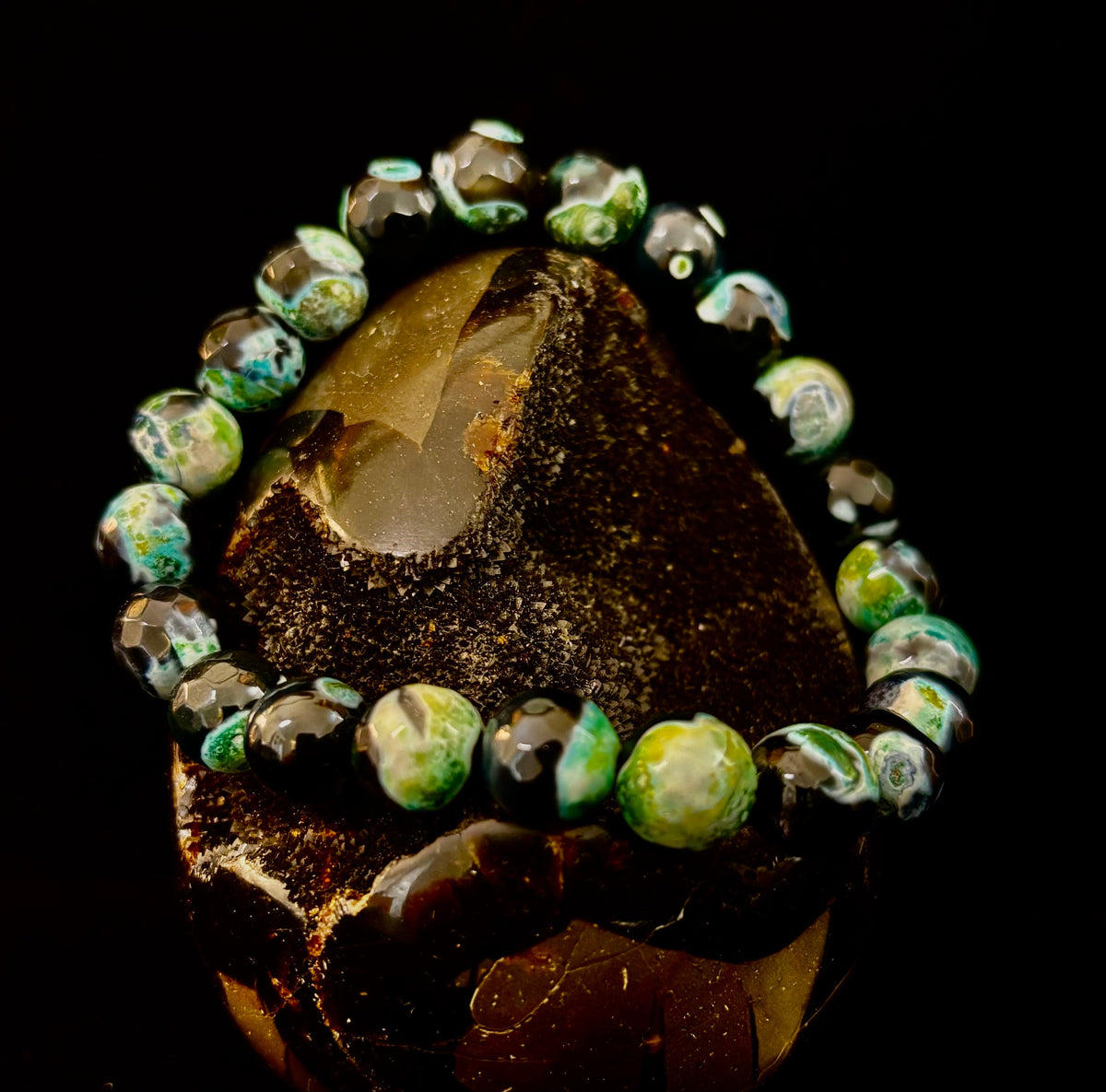 Green Ocean Jasper Energy Bracelet – 10mm Natural Ocean Jasper Bracelet for Grounding & Positive Energy