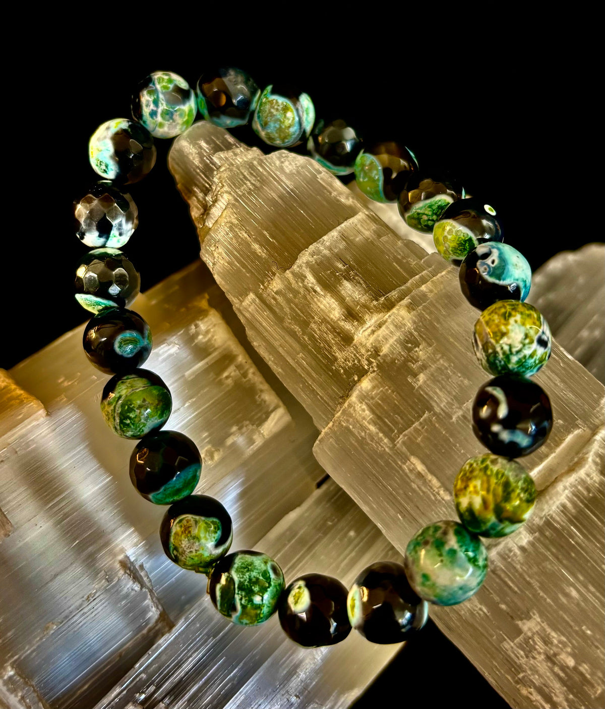Green Ocean Jasper Energy Bracelet – 10mm Natural Ocean Jasper Bracelet for Grounding & Positive Energy