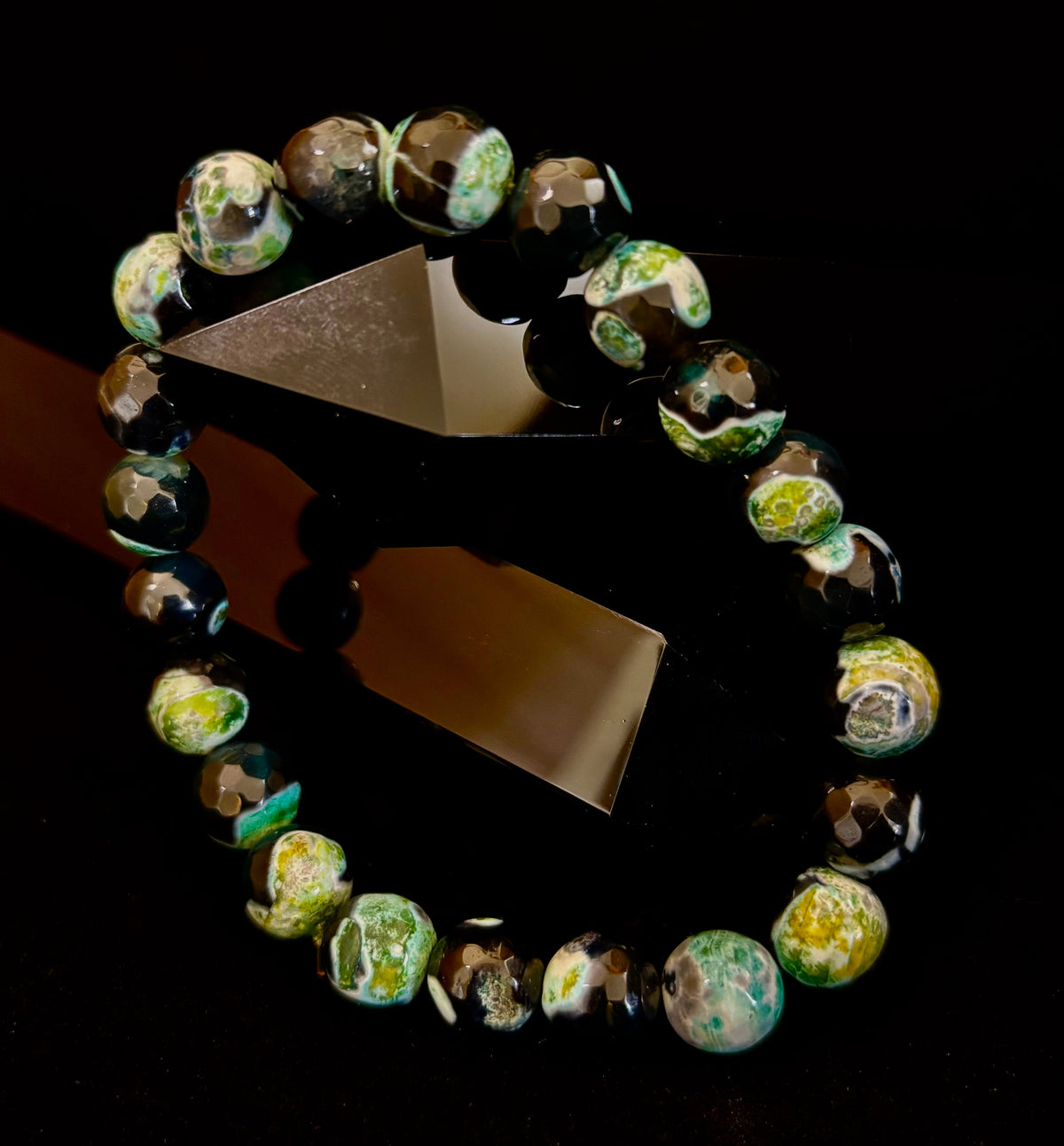 Green Ocean Jasper Energy Bracelet – 10mm Natural Ocean Jasper Bracelet for Grounding & Positive Energy