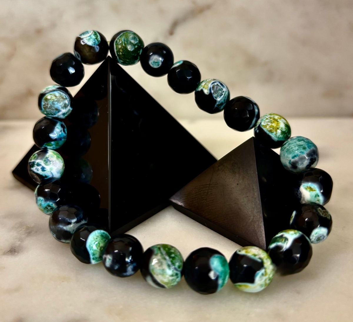 Green Ocean Jasper Energy Bracelet – 10mm Natural Ocean Jasper Bracelet for Grounding & Positive Energy
