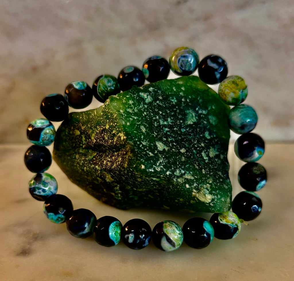 Green Ocean Jasper Energy Bracelet – 10mm Natural Ocean Jasper Bracelet for Grounding & Positive Energy