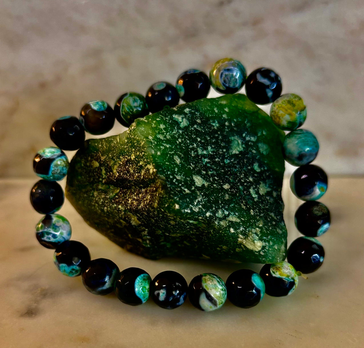 Green Ocean Jasper Energy Bracelet – 10mm Natural Ocean Jasper Bracelet for Grounding & Positive Energy