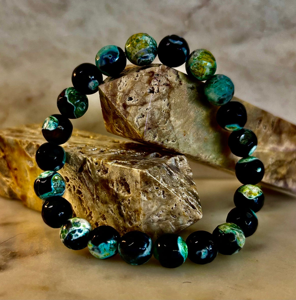 Green Ocean Jasper Energy Bracelet – 10mm Natural Ocean Jasper Bracelet for Grounding & Positive Energy
