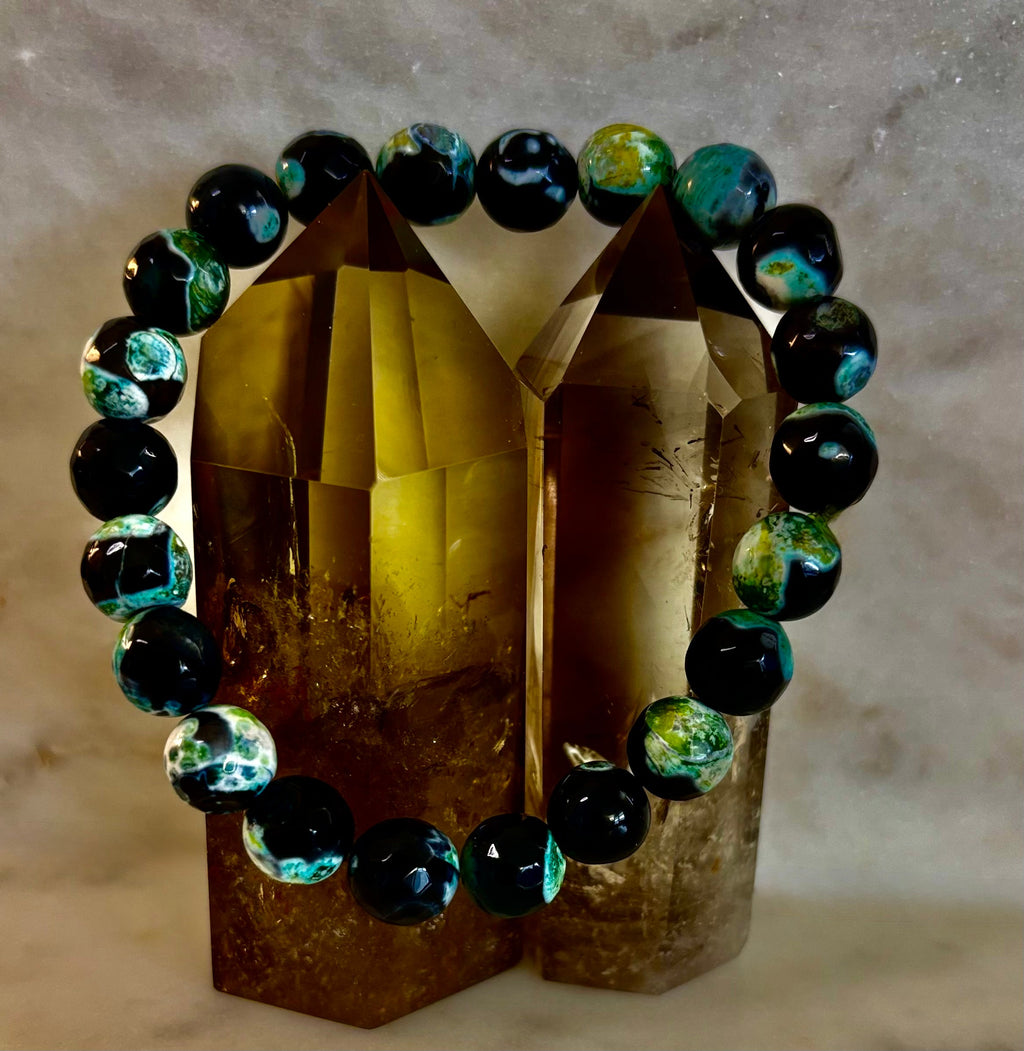 Green Ocean Jasper Energy Bracelet – 10mm Natural Ocean Jasper Bracelet for Grounding & Positive Energy