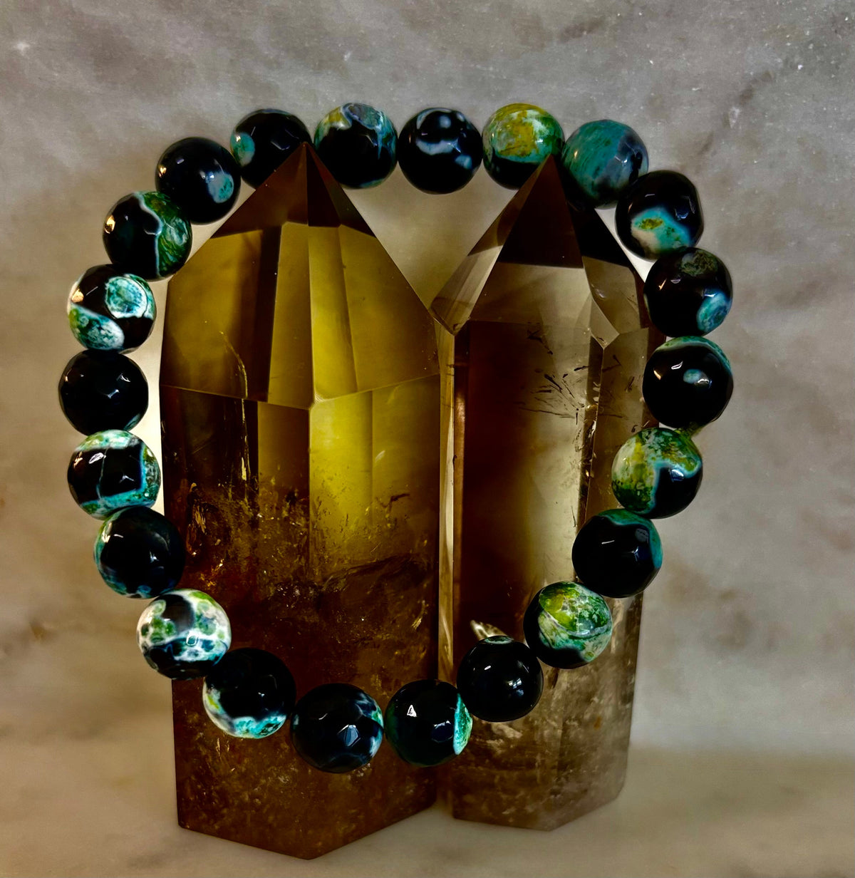 Green Ocean Jasper Energy Bracelet – 10mm Natural Ocean Jasper Bracelet for Grounding & Positive Energy