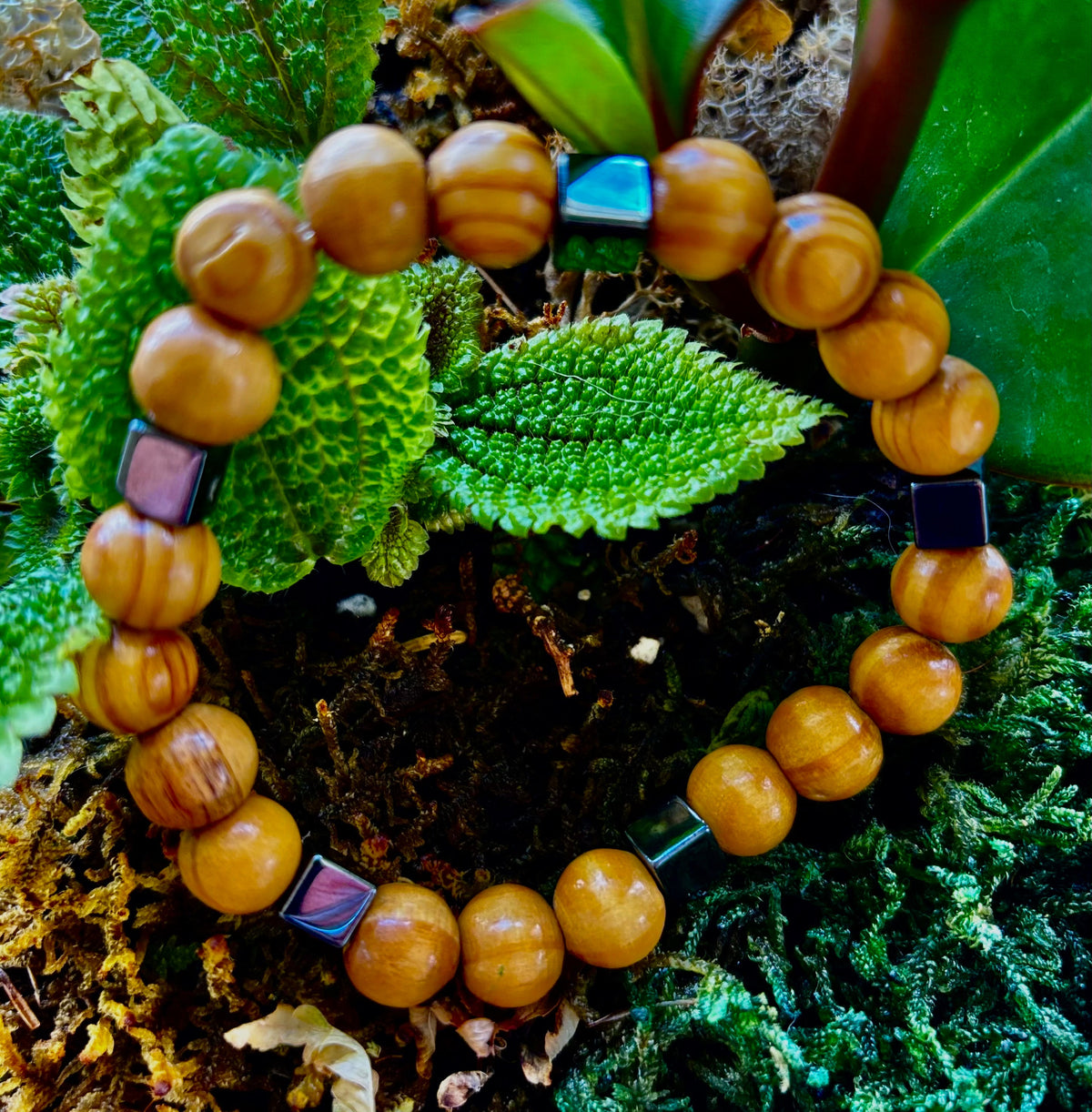 Coconut Palm Wood Bracelet – XL Fit | Handmade in Puerto Vallarta | Natural Wood Bead Bracelet