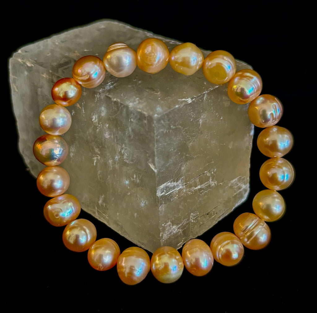 Champagne Freshwater Pearl Bracelet – 9mm Pearl Stretch Bracelet