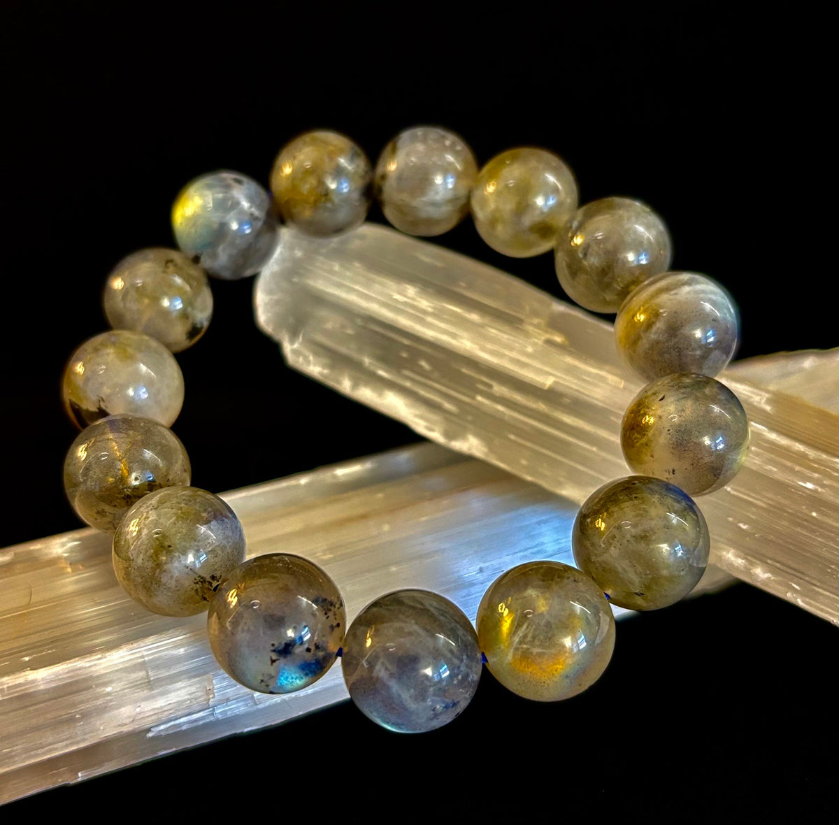 Moonlit Path: Silver Flash Labradorite Bracelet - Reiki Infused (3 Amazing Bead Sizes)