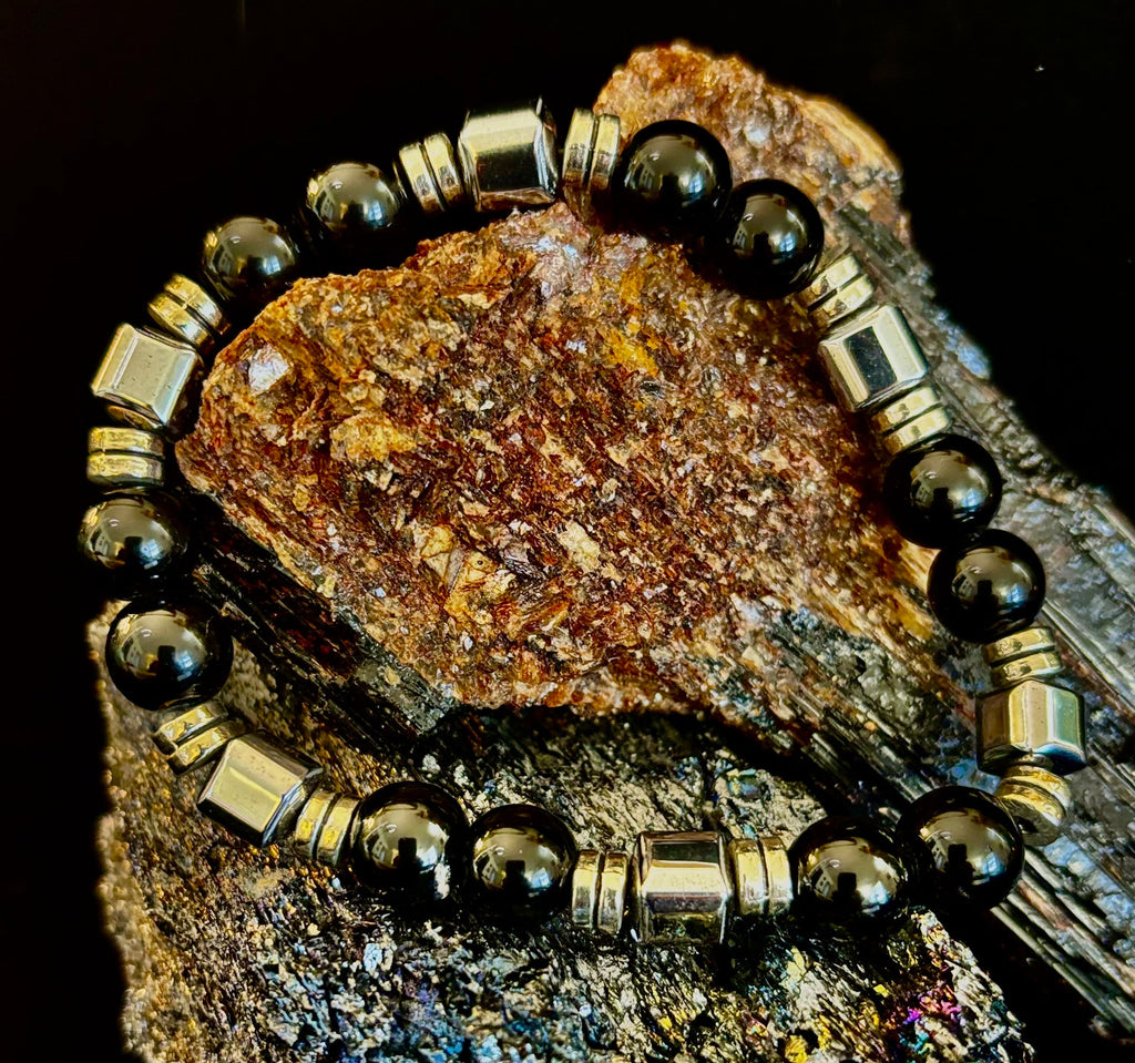 Midnight Shield Obsidian Bracelet – One of a Kind | Puerto Vallarta Artisan Piece